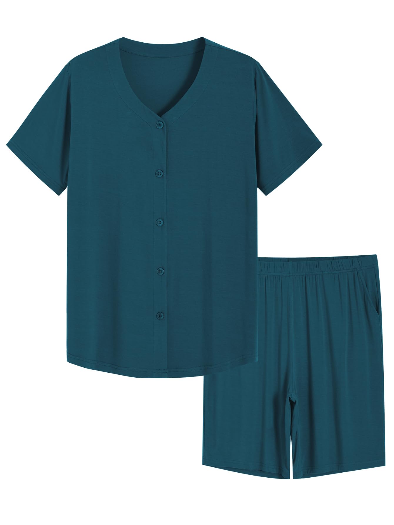 Latuza Women's Bamboo Viscose Bermuda Pajama Shorts Set Button Down Pj Set for Comfortable Sleep and Relaxation in Summe