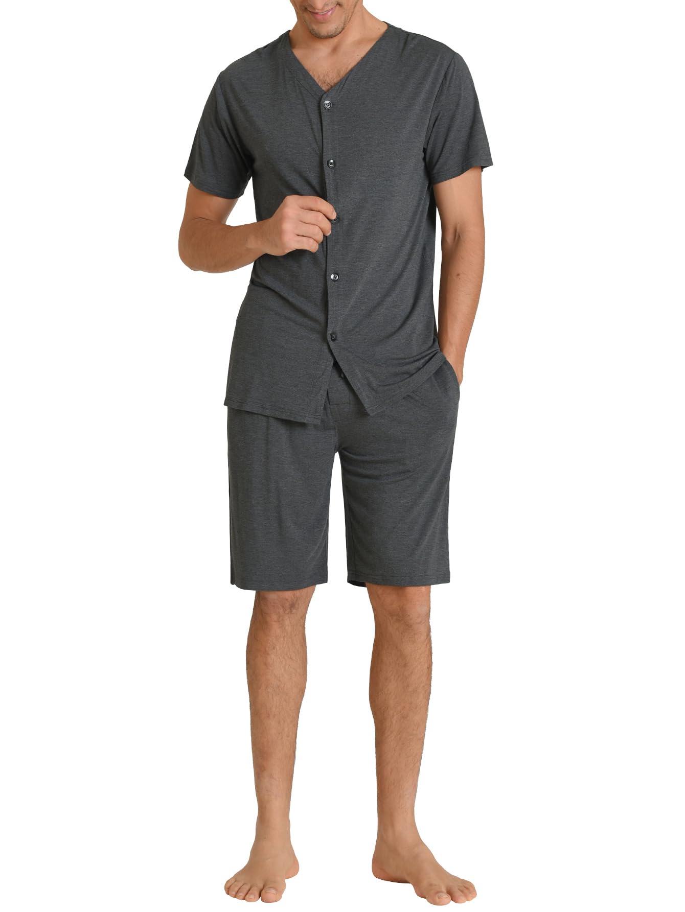 Latuza Men's Viscose Button Up Short Sleeves Pajamas Set for Comfortable Sleep
| Latuza Men's Viscose Button Up Short S